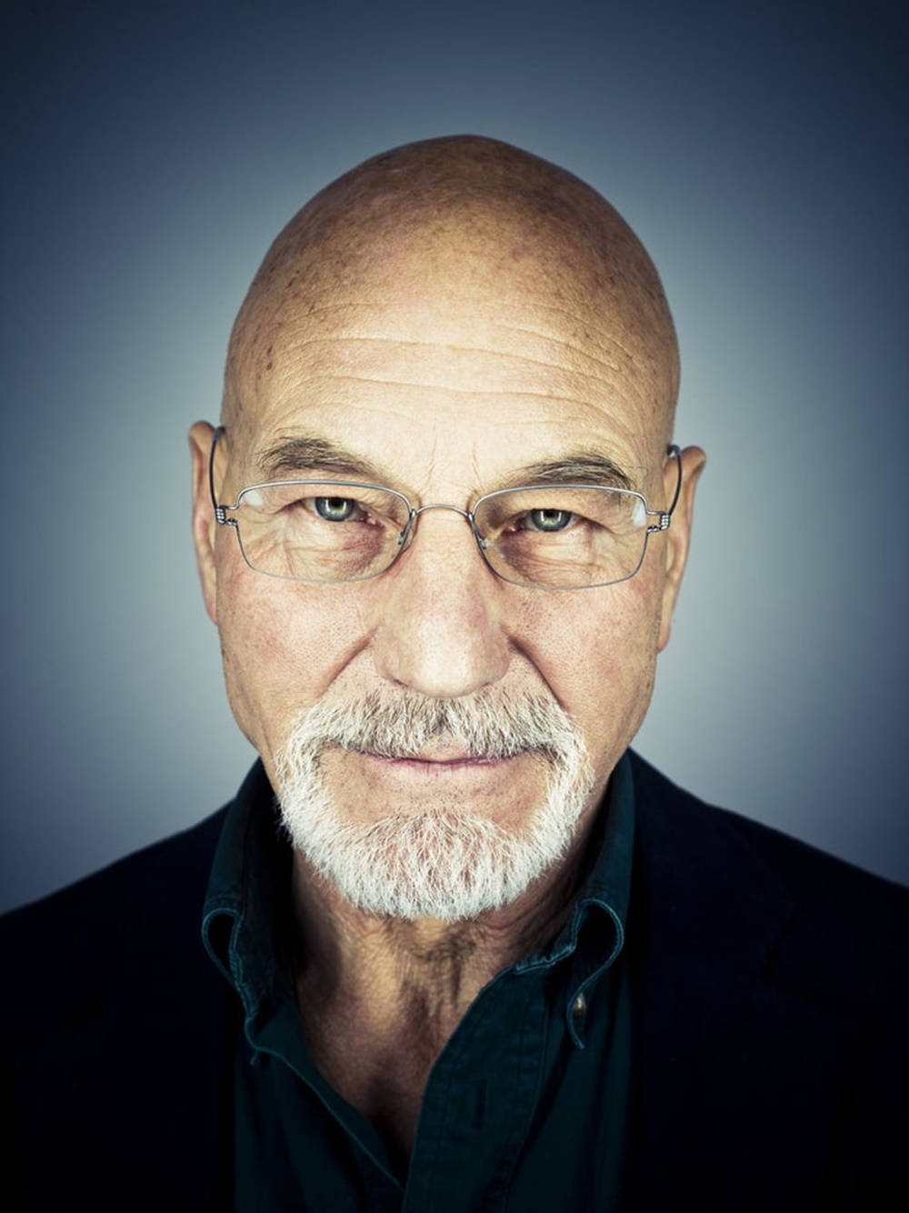 Patrick Stewart, transparent eyeglasses, bald older man, HD Phone Wallpaper