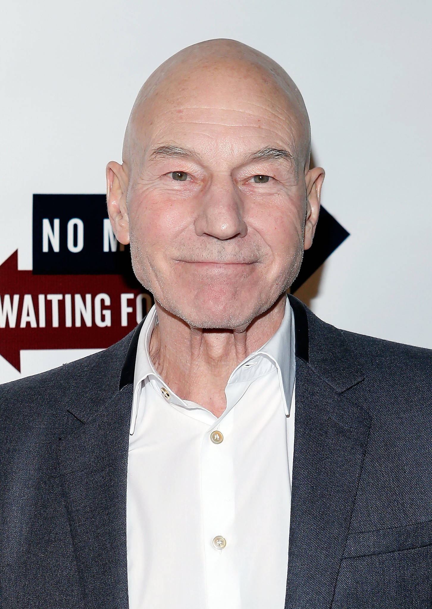 Patrick Stewart, bald, dark suit, Full HD Phone Wallpaper