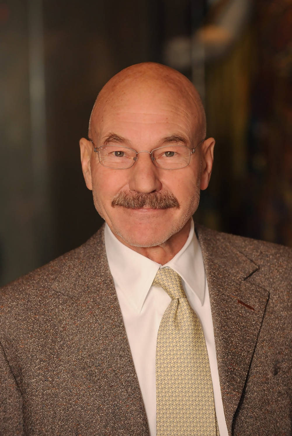 Patrick Stewart, tweed suit, patterned tie, HD Phone Wallpaper