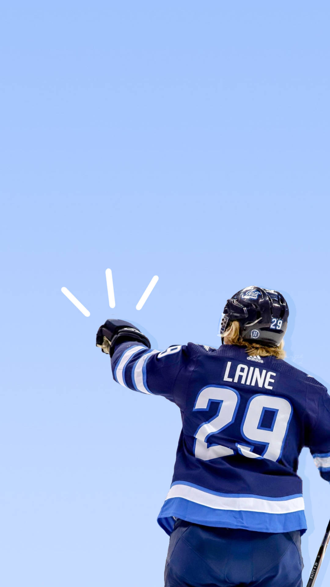 Patrik Laine, blue jersey number 29, gloved fist, Full HD Phone Wallpaper