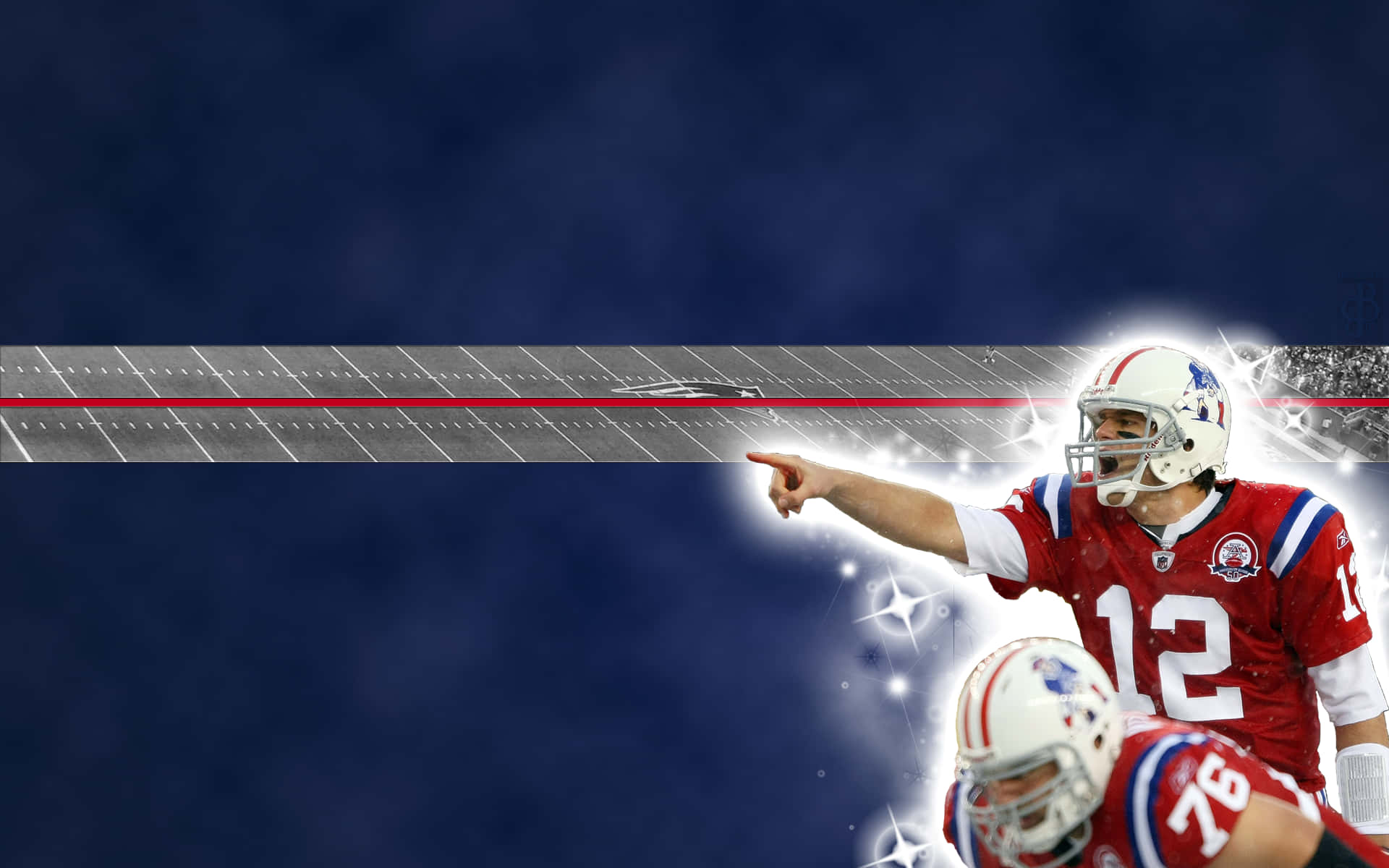 Patriot, red jersey number 12, dark blue stadium backdrop, Full HD Desktop Wallpaper