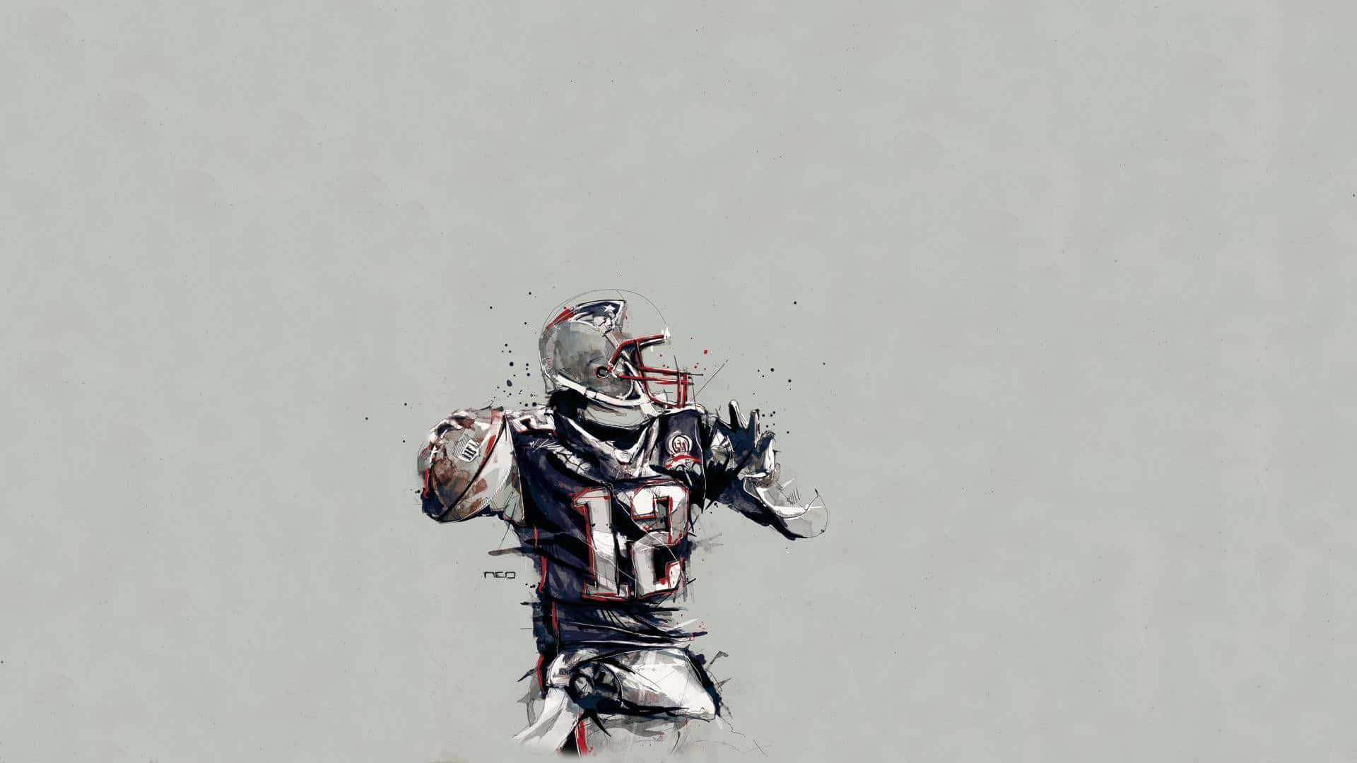 Patriots, jersey number 12, watercolor illustration, Full HD Desktop Wallpaper