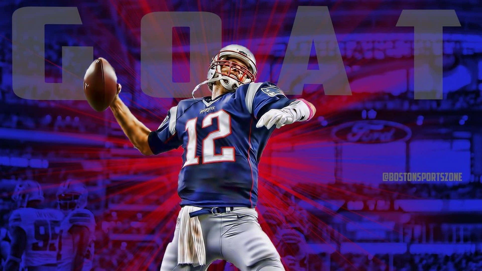 Patriots Desktop, blue jersey, number 12, Full HD Desktop Wallpaper