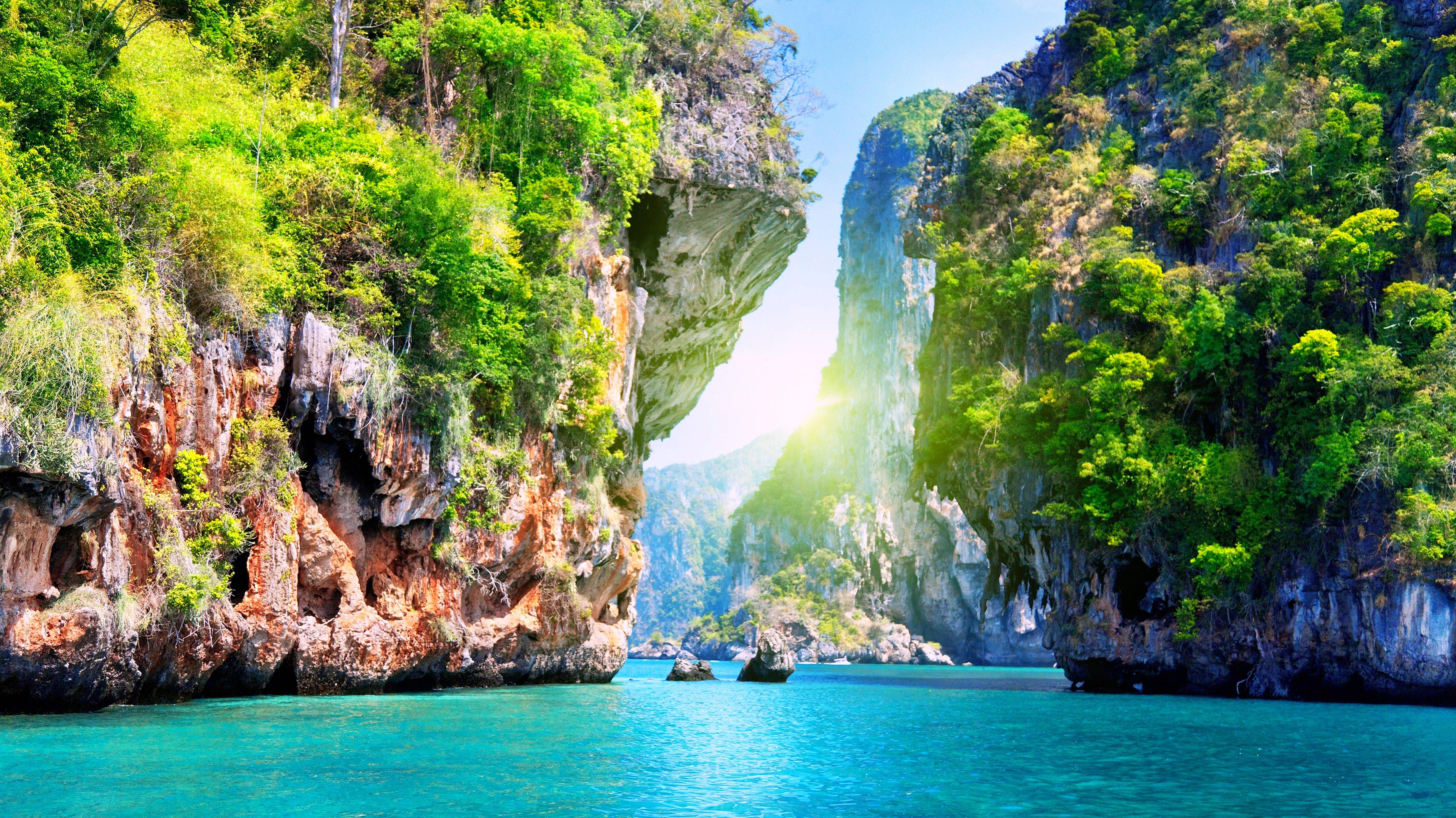 Pattaya, Sunlight, natural rock arch, 5K Desktop Wallpaper