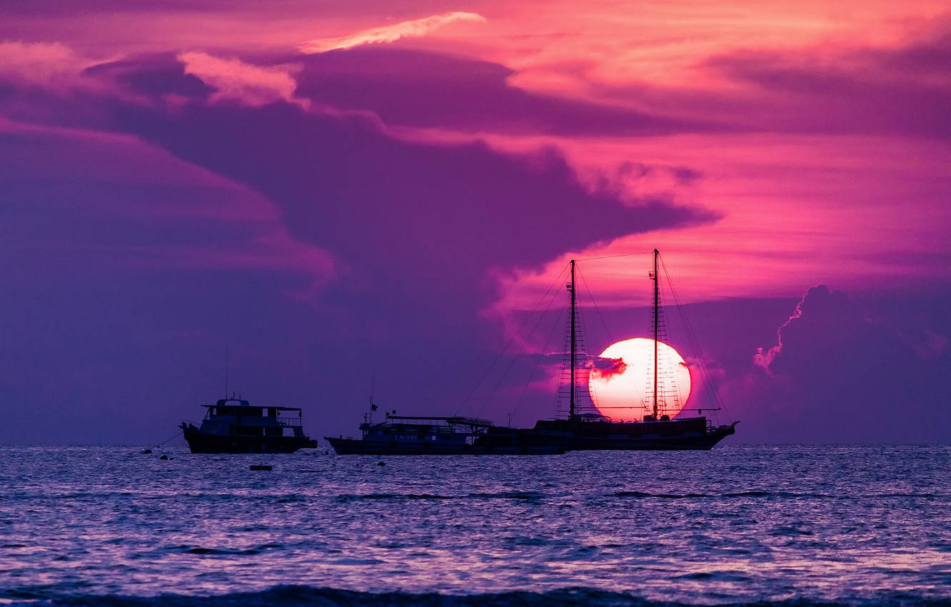 Pattaya, sunset, pink, HD Desktop Wallpaper