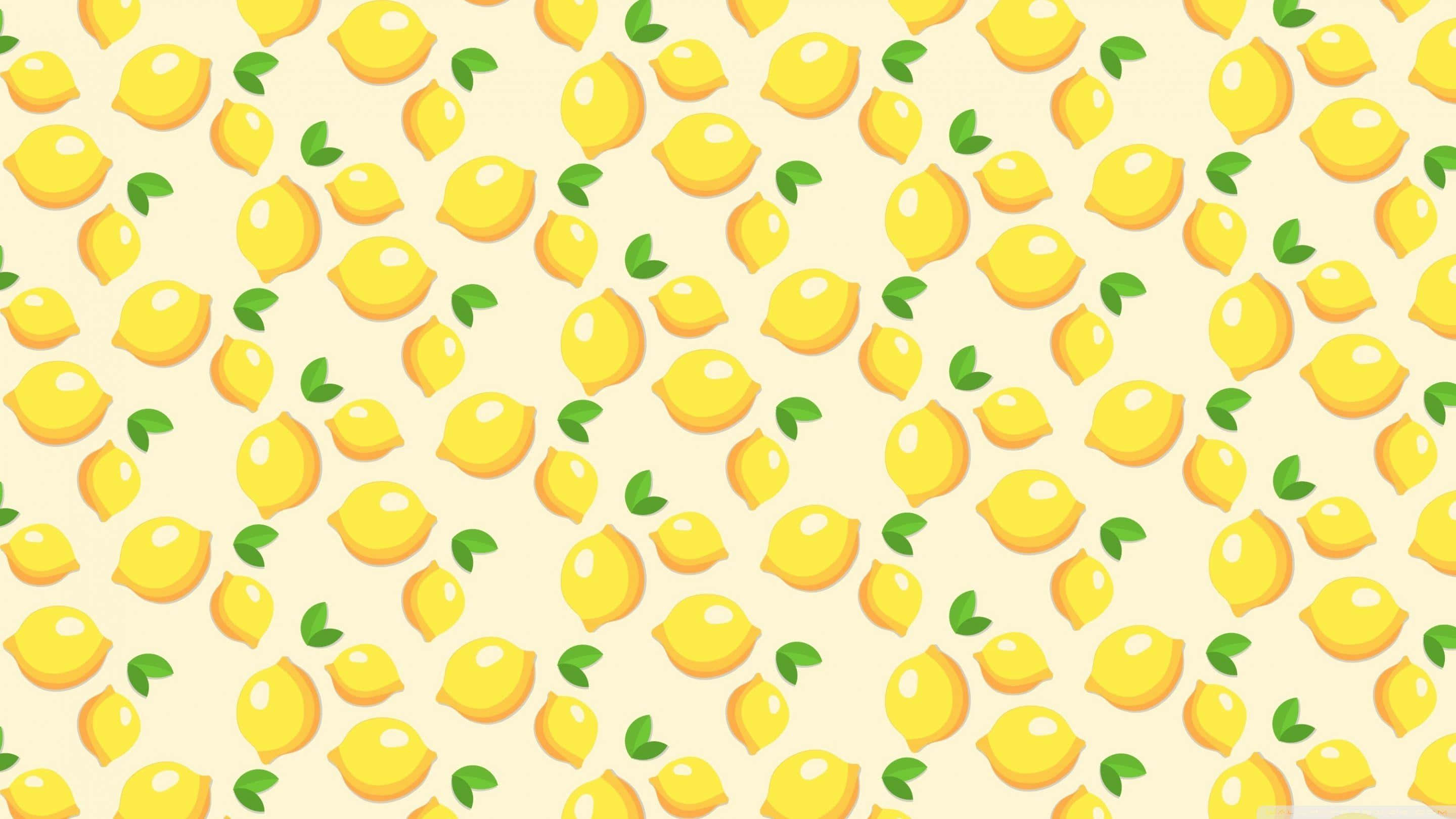 HD Pattern Lemons, bright yellow lemons, green leaves, 2K Desktop Wallpaper