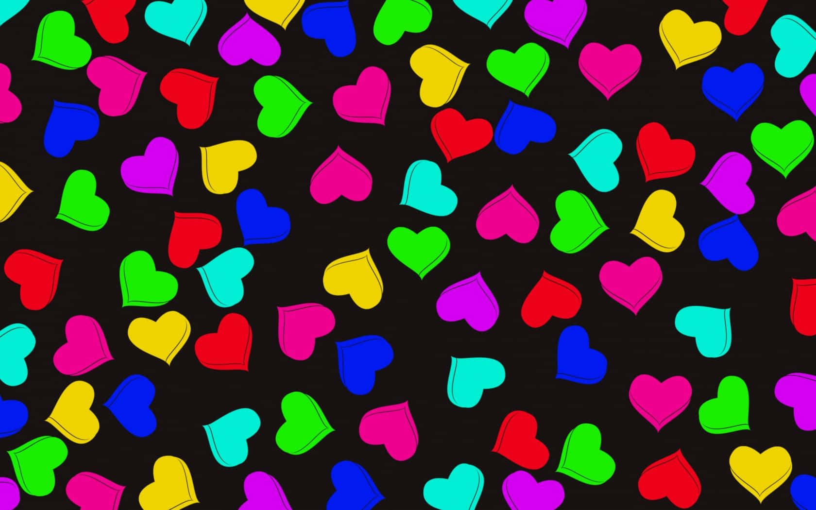 rainbow heart, neon hearts, rainbow colors, HD Desktop Wallpaper