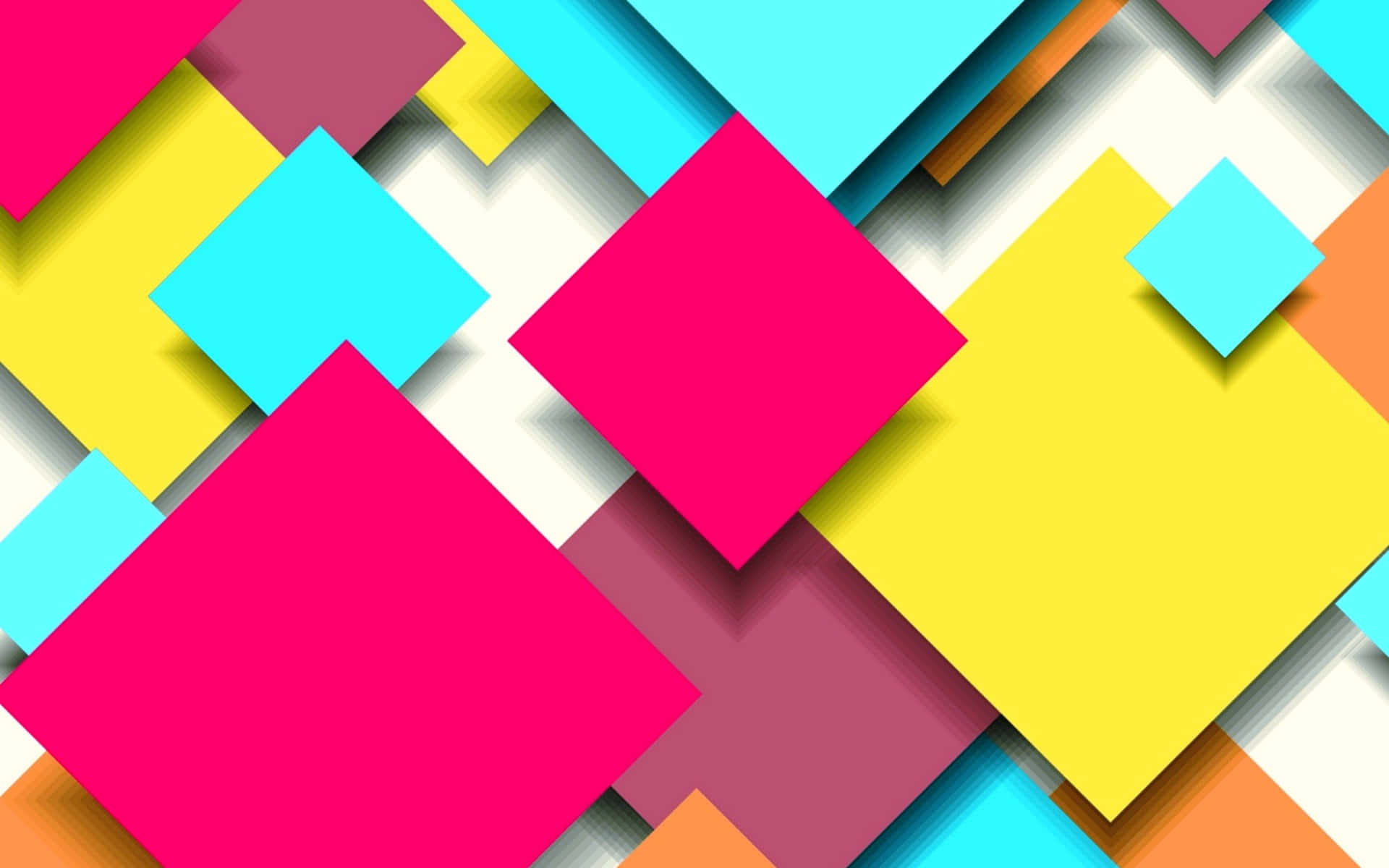 3D Floating Squares, bold pink, yellow, Full HD Desktop Wallpaper