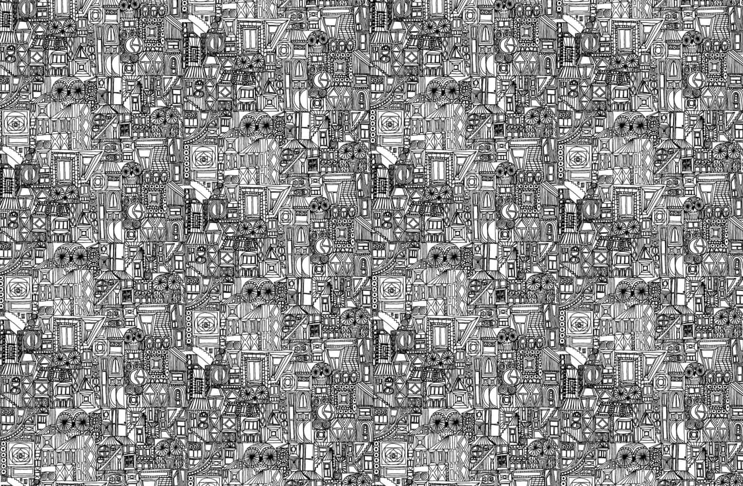 Vibrant Geometric Pattern Design, black and white, repeating geometric, HD Desktop Wallpaper