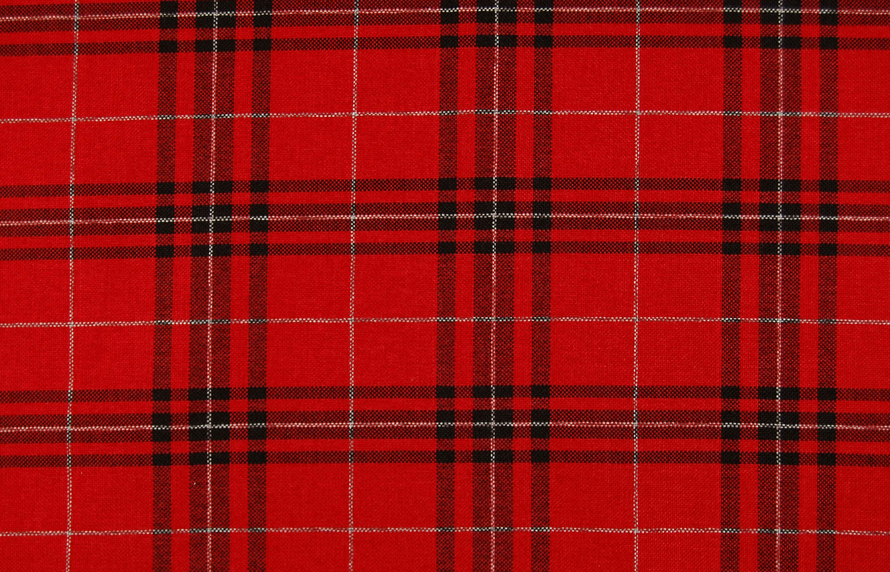 red tartan plaid, black and thin white intersecting stripes, vibrant red, 2K Desktop Wallpaper