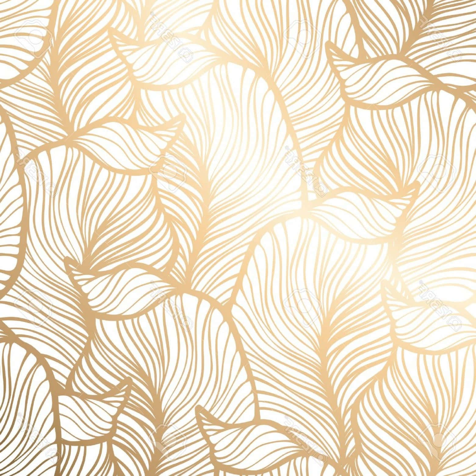 white gold leaves, golden leaf patterns, soft white background, HD Desktop Wallpaper
