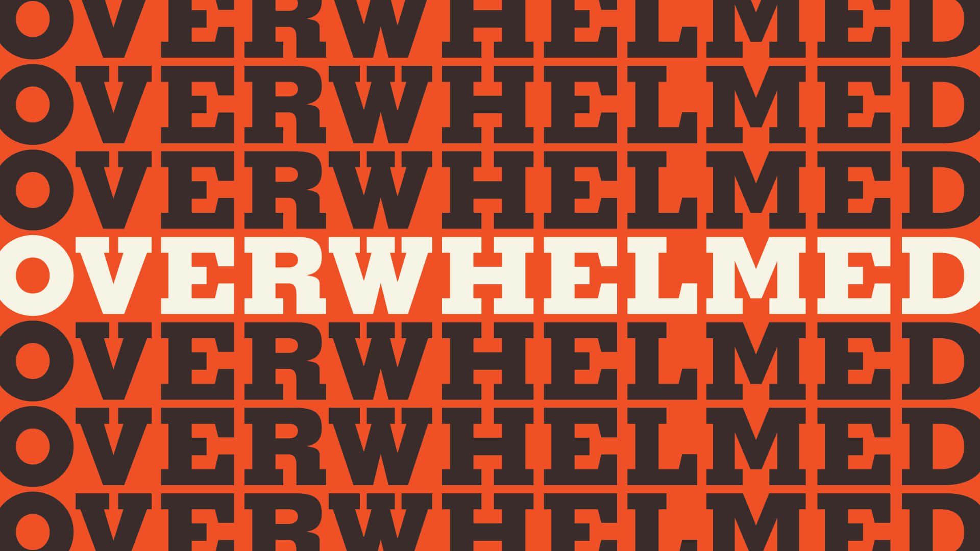 OVERWHELMED, black and white, vibrant orange background, Full HD Desktop Wallpaper