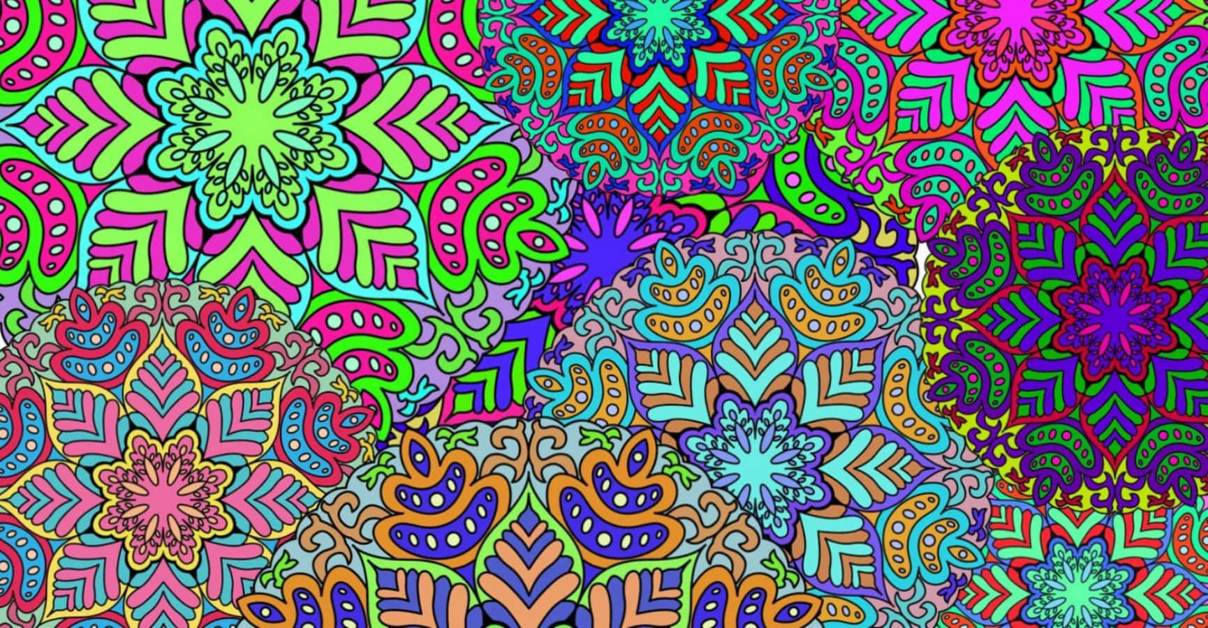 Pattern Desktop, psychedelic, neon flowers, HD Desktop Wallpaper