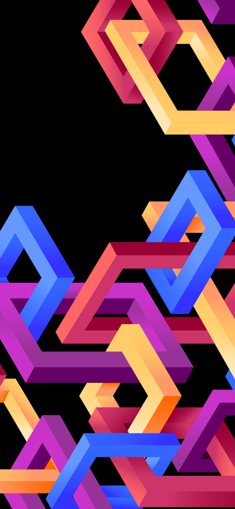 Pattern Phone, 3d geometric shapes, bold colors, Full HD Phone Wallpaper