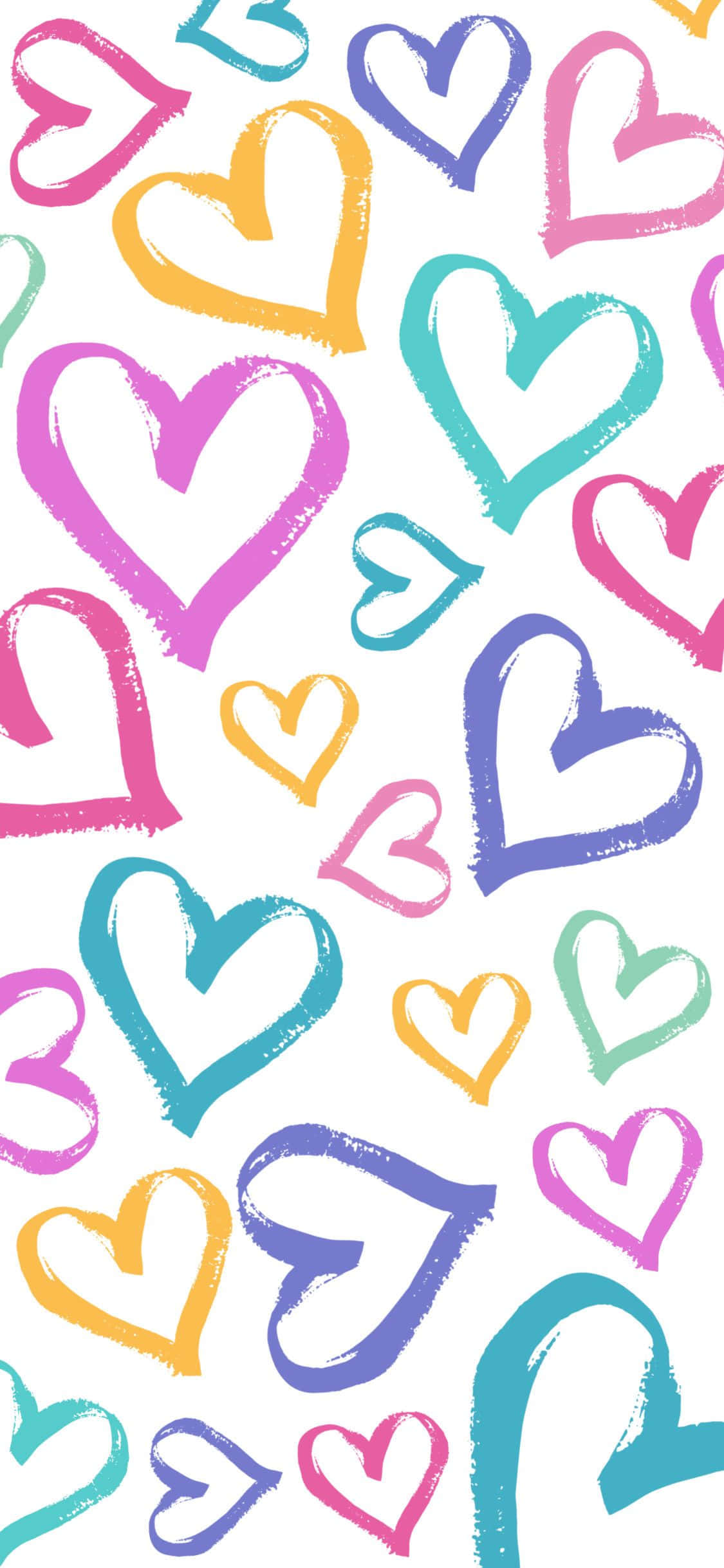 rainbow heart, pastel rainbow hues, vibrant hand-drawn hearts, Full HD Phone Wallpaper