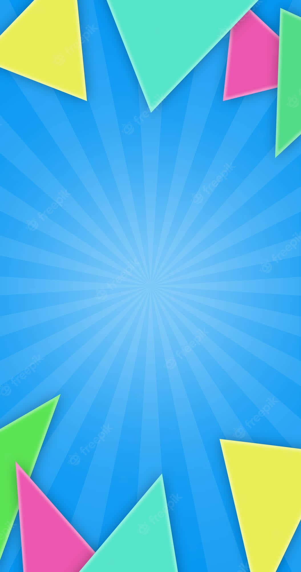 Pattern Phone, radial blue burst pattern, vibrant colorful triangles, Full HD Phone Wallpaper