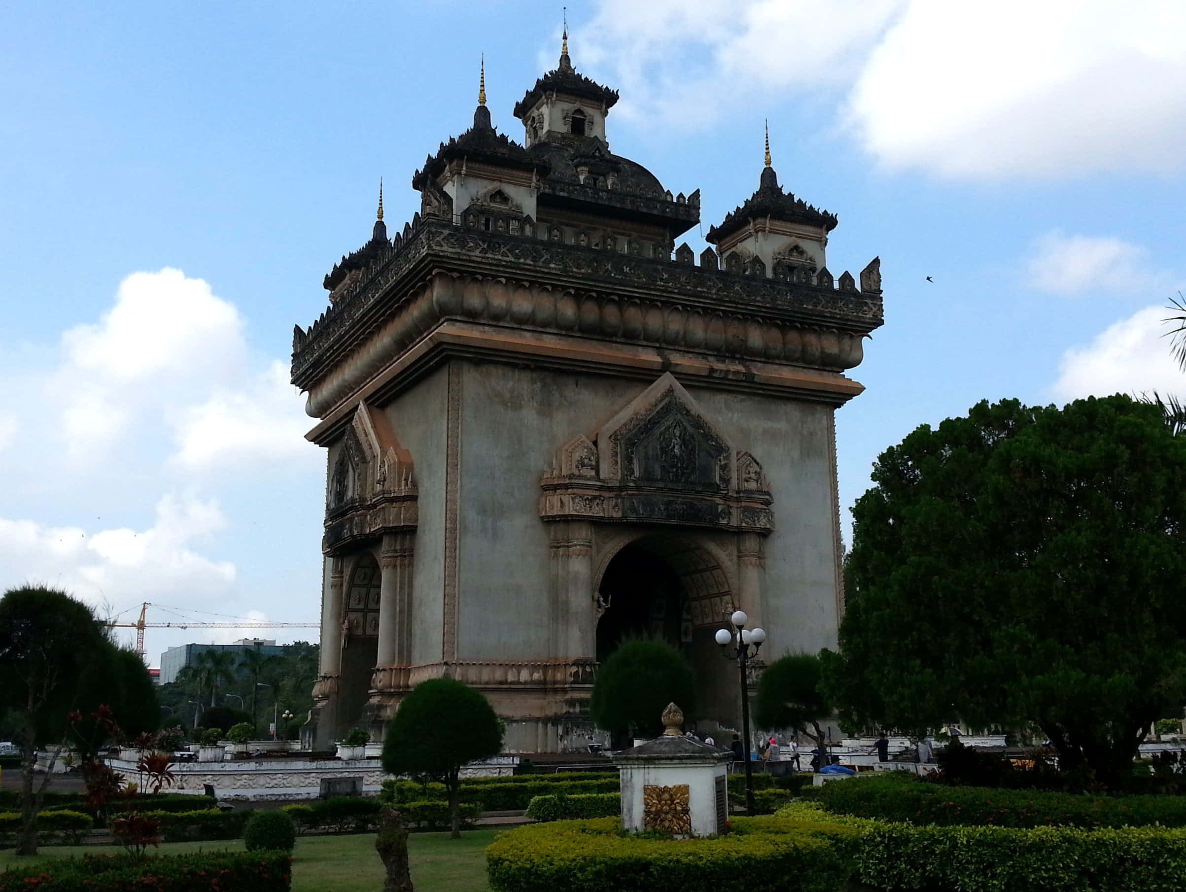 Patuxai, archway, intricate carvings, Full HD Desktop Wallpaper