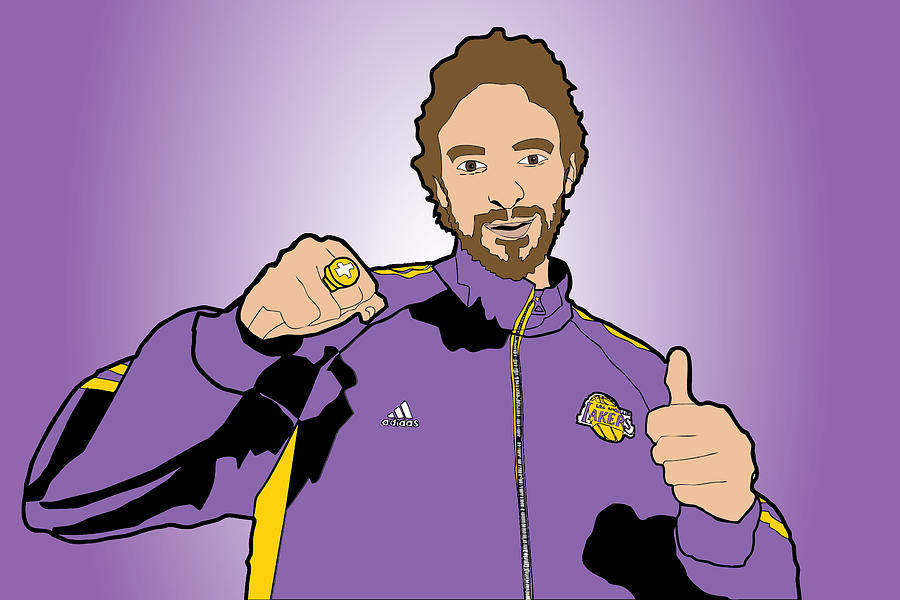 Pau Gasol, purple Lakers jacket, championship ring, SD Desktop Wallpaper