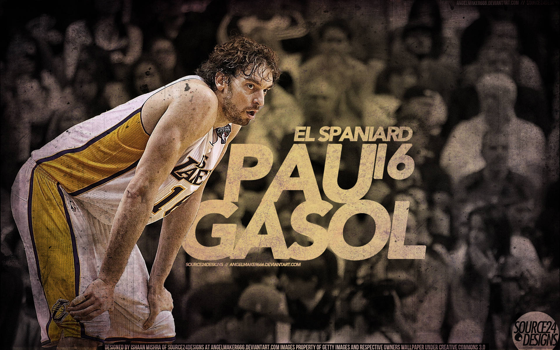 Pau Gasol, yellow and white jersey, close-up, Full HD Desktop Wallpaper