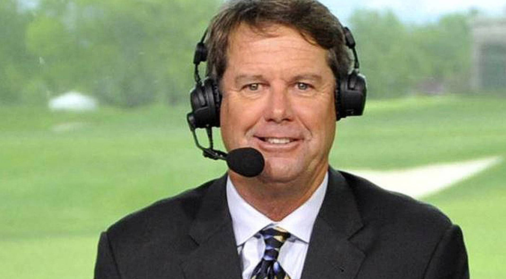 Paul Azinger, broadcast headset, green golf course, Full HD Desktop Wallpaper