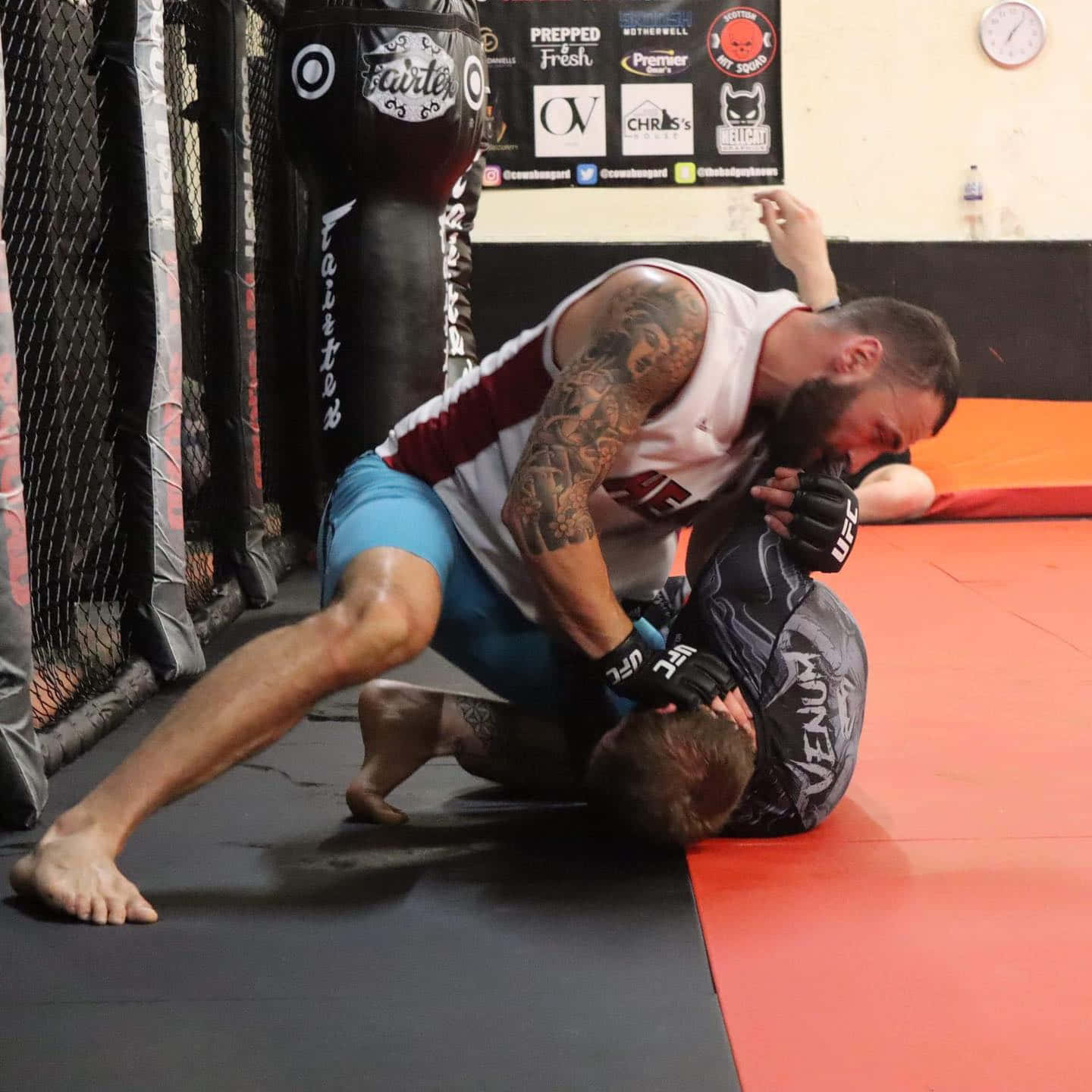 Paul Craig, white tank top, red and black mat, HD Desktop Wallpaper