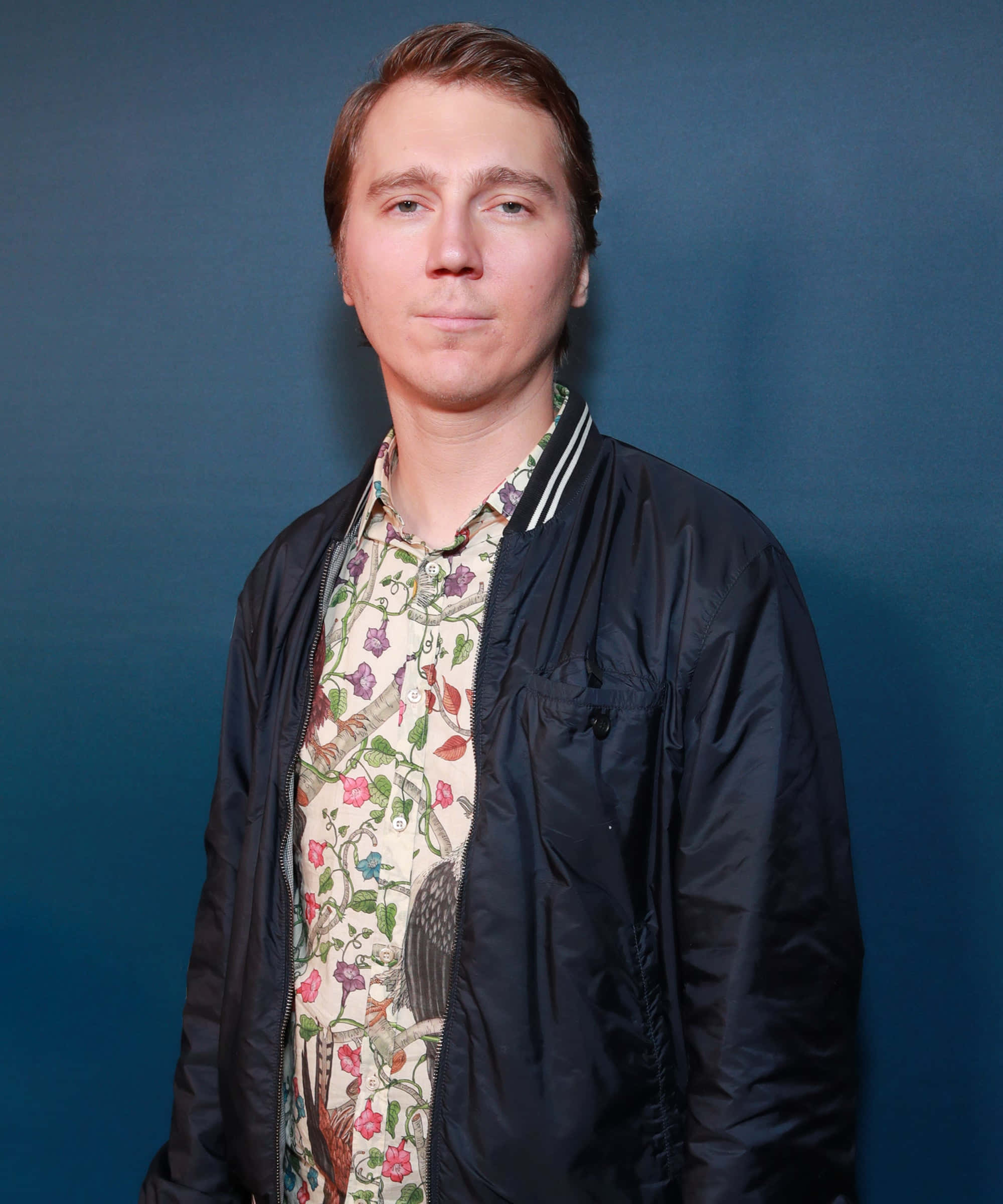 Paul Dano, navy bomber jacket, floral shirt, Full HD Phone Wallpaper