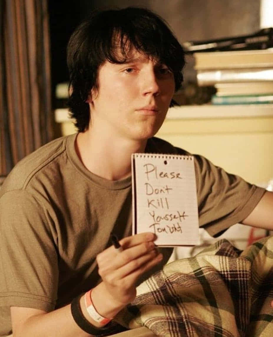 Paul Dano, handwritten note, dark hair, SD Phone Wallpaper