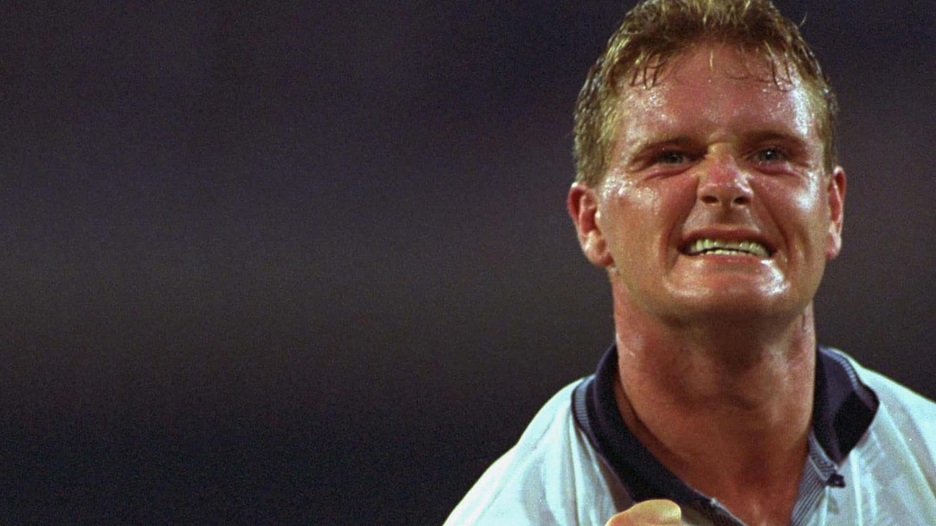 Paul Gascoigne, light blue shirt, dark background, Full HD Desktop Wallpaper
