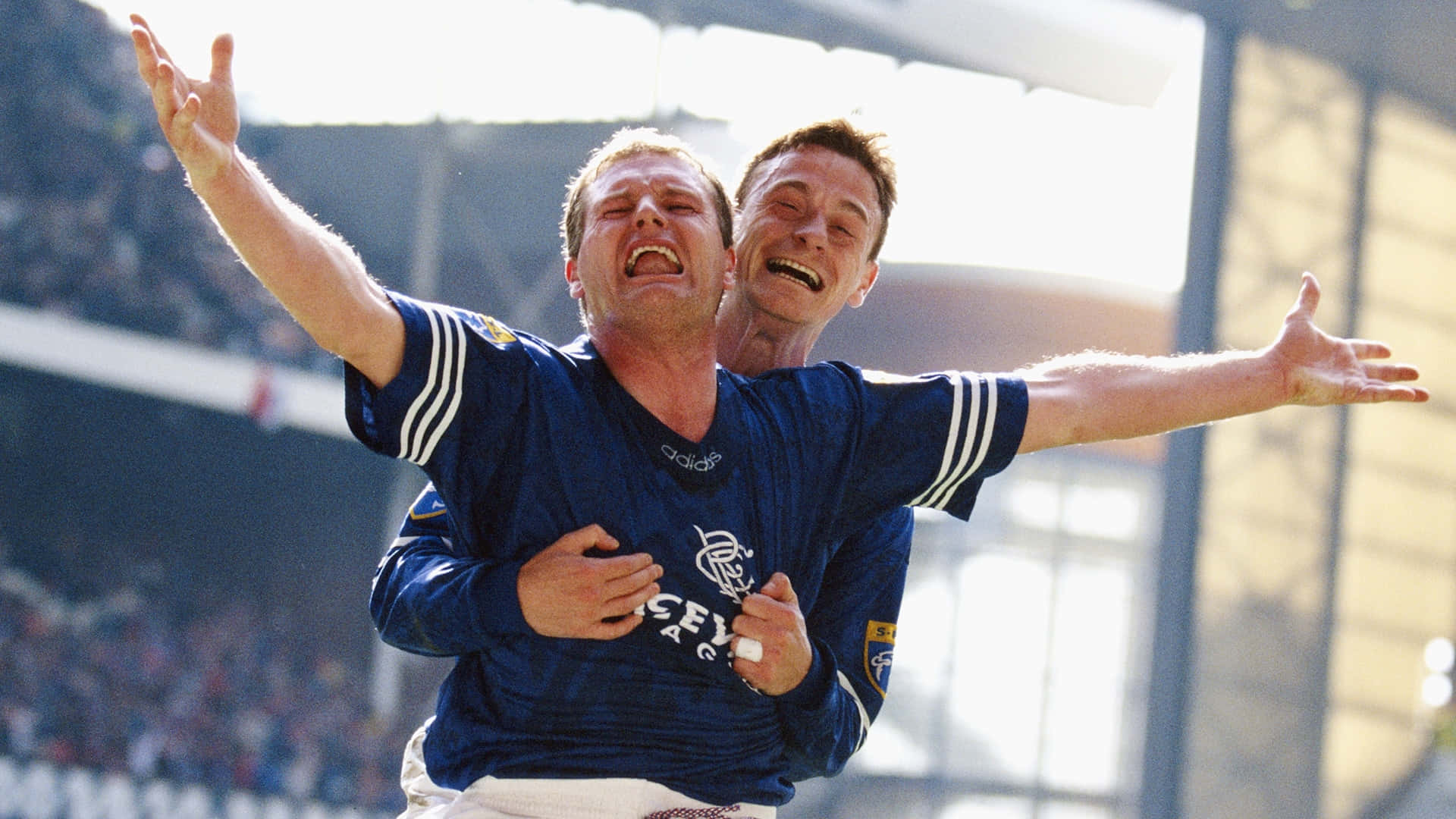 Paul Gascoigne, blue jerseys, goal, Full HD Desktop Wallpaper