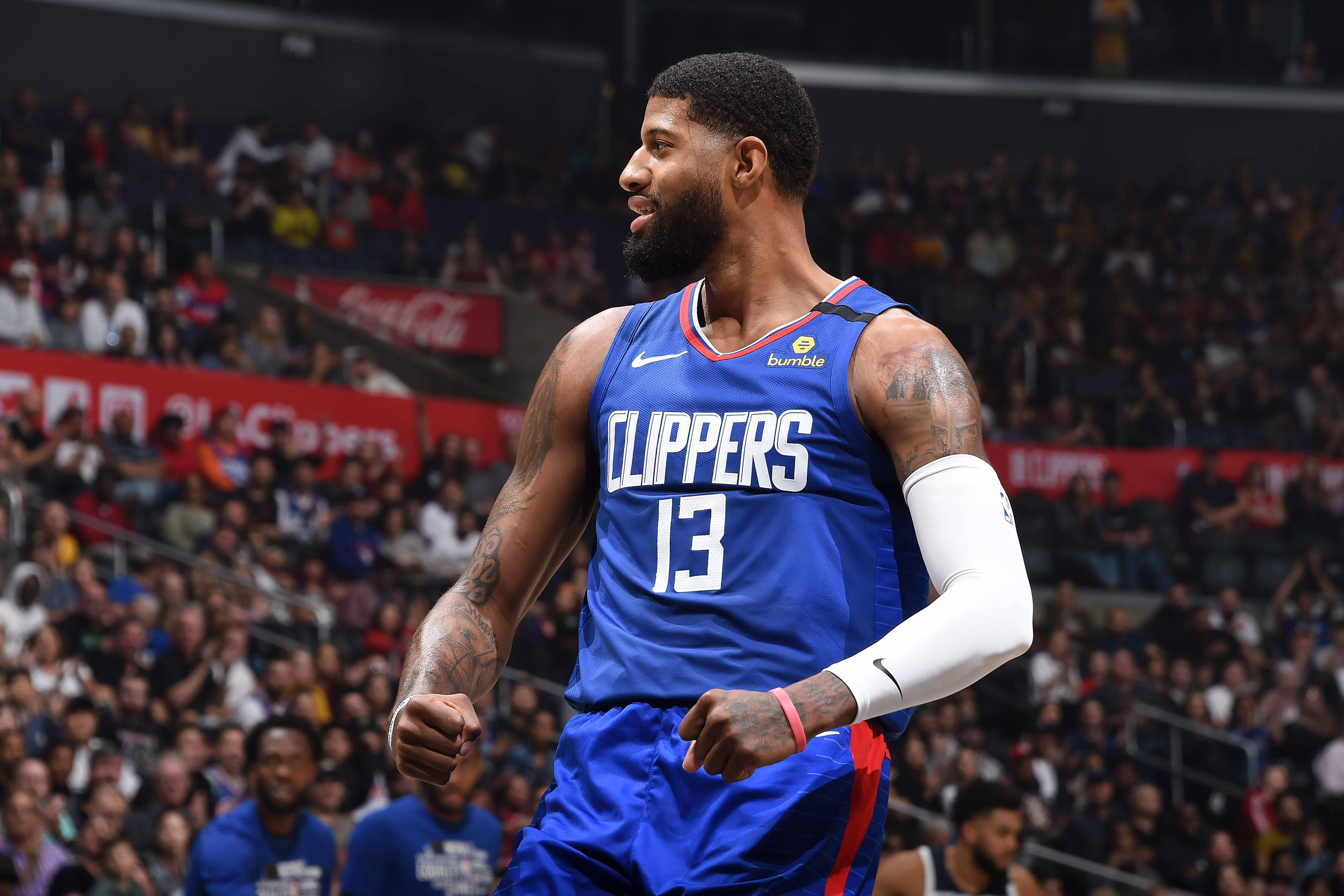Paul George, blue Clippers jersey, number 13, 2K Desktop Wallpaper
