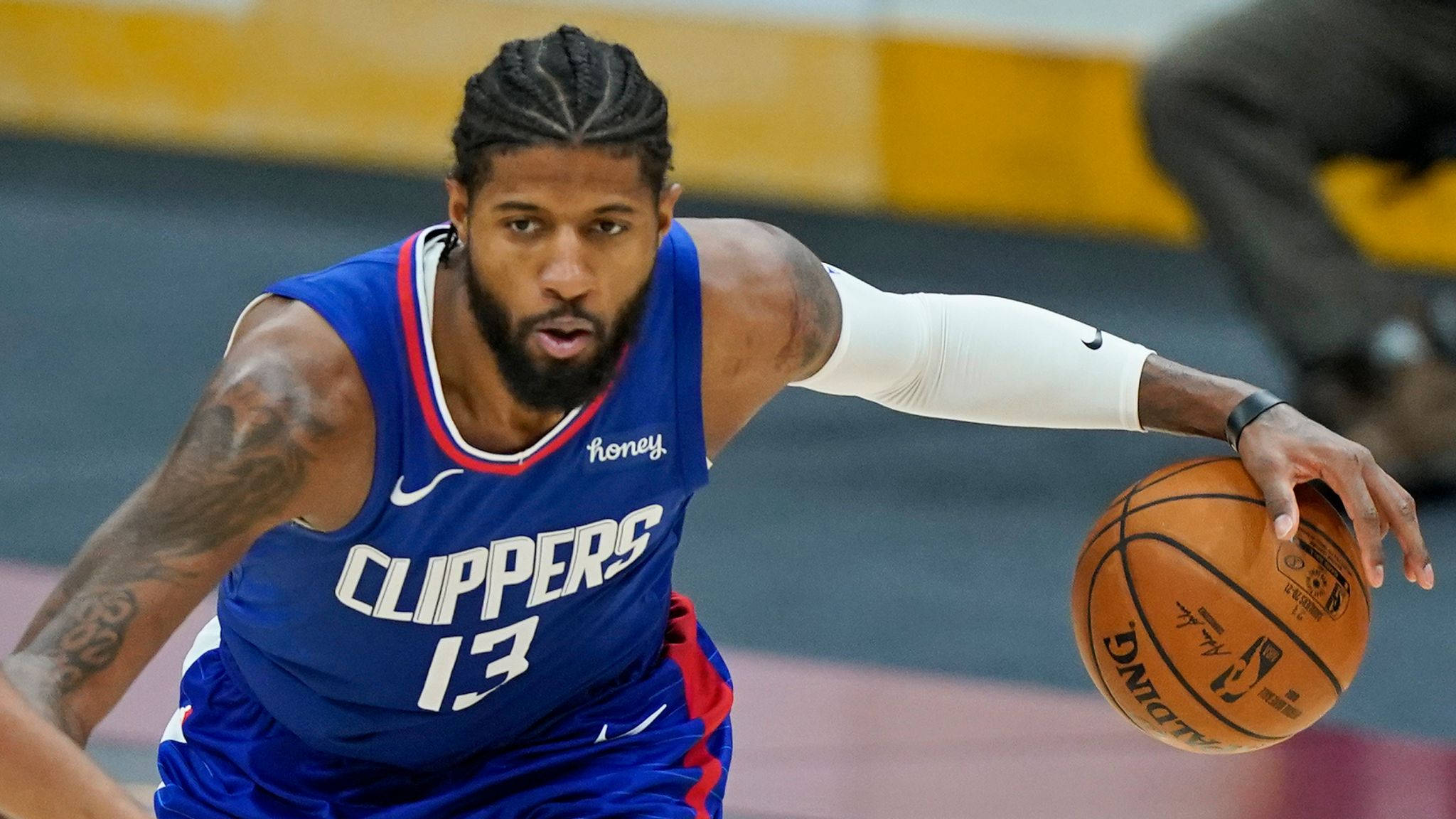 Paul George, blue Clippers jersey, basketball player, Full HD Desktop Wallpaper
