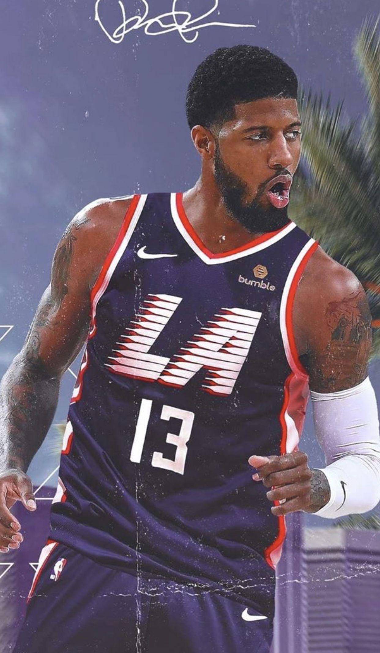 Paul George, purple LA jersey, number 13, Full HD Phone Wallpaper