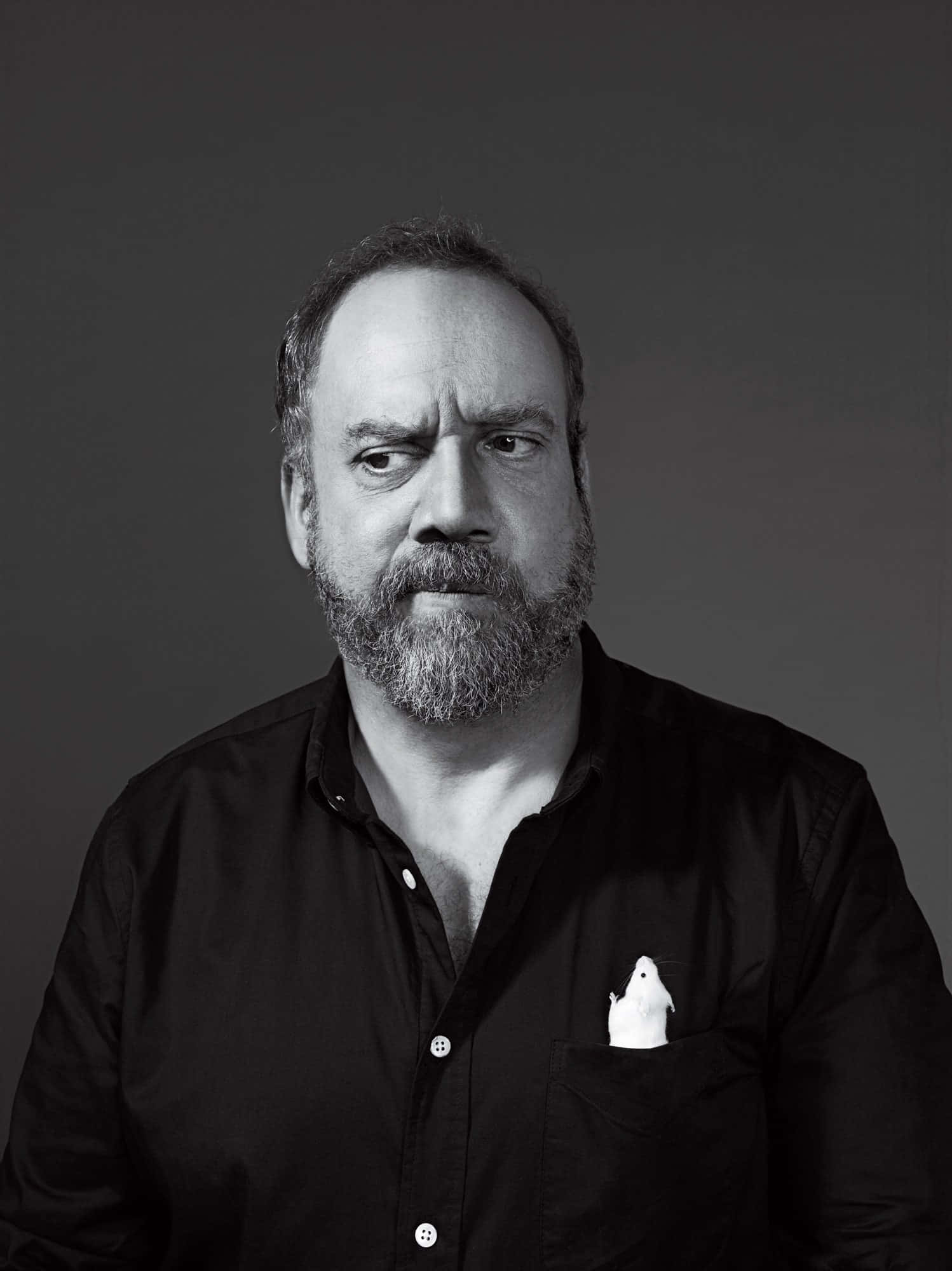 Paul Giamatti, black and white portrait, bearded man, Full HD Phone Wallpaper