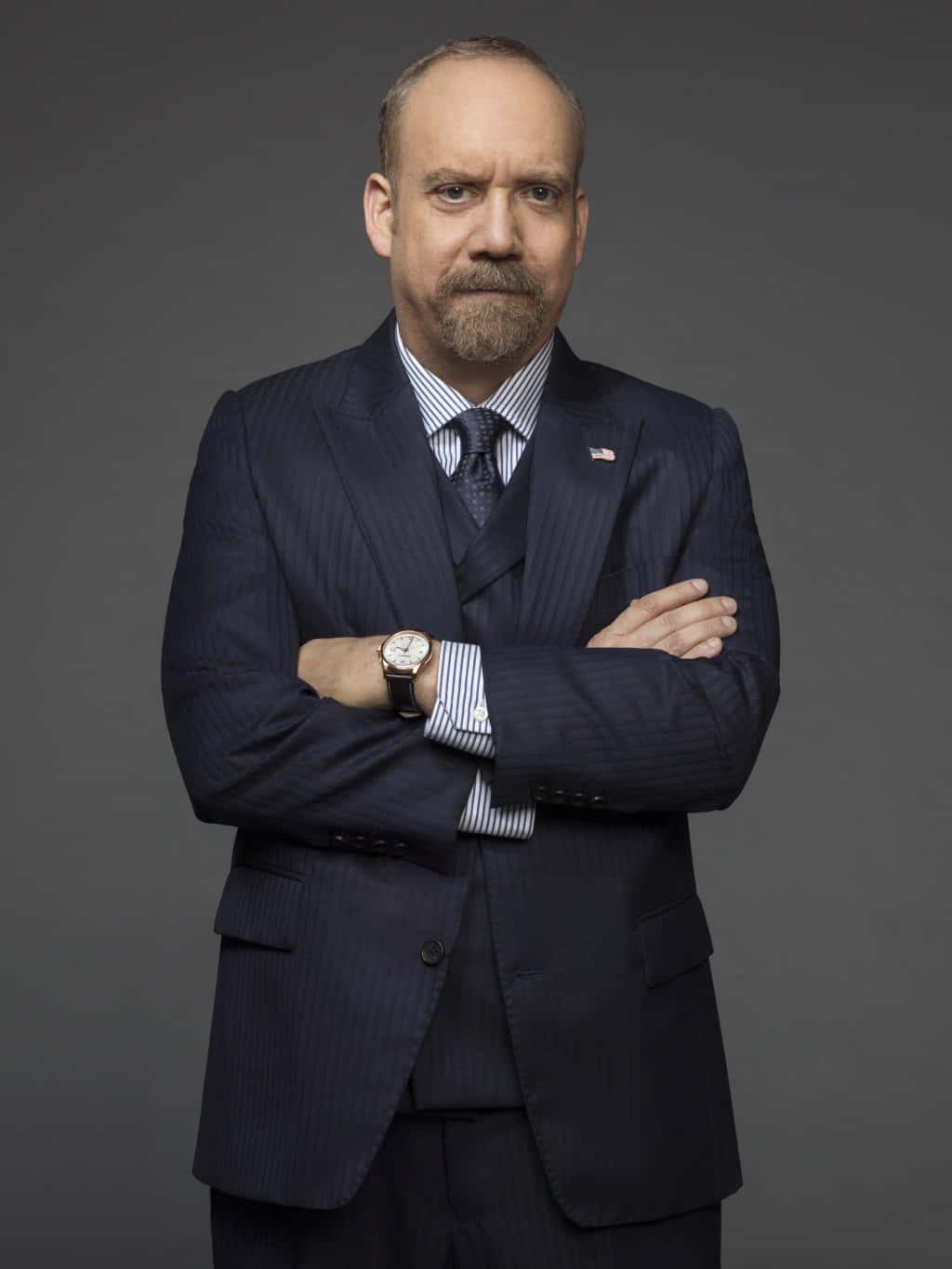 Paul Giamatti, navy pinstripe suit, gray studio backdrop, HD Phone Wallpaper
