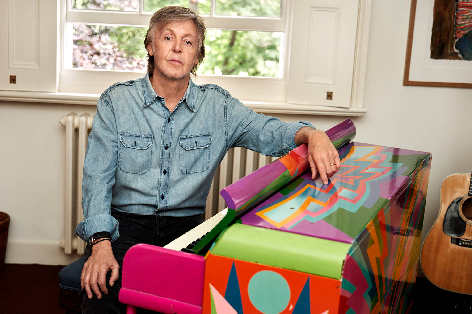 Paul McCartney, colorful piano, geometric patterns, Full HD Desktop Wallpaper