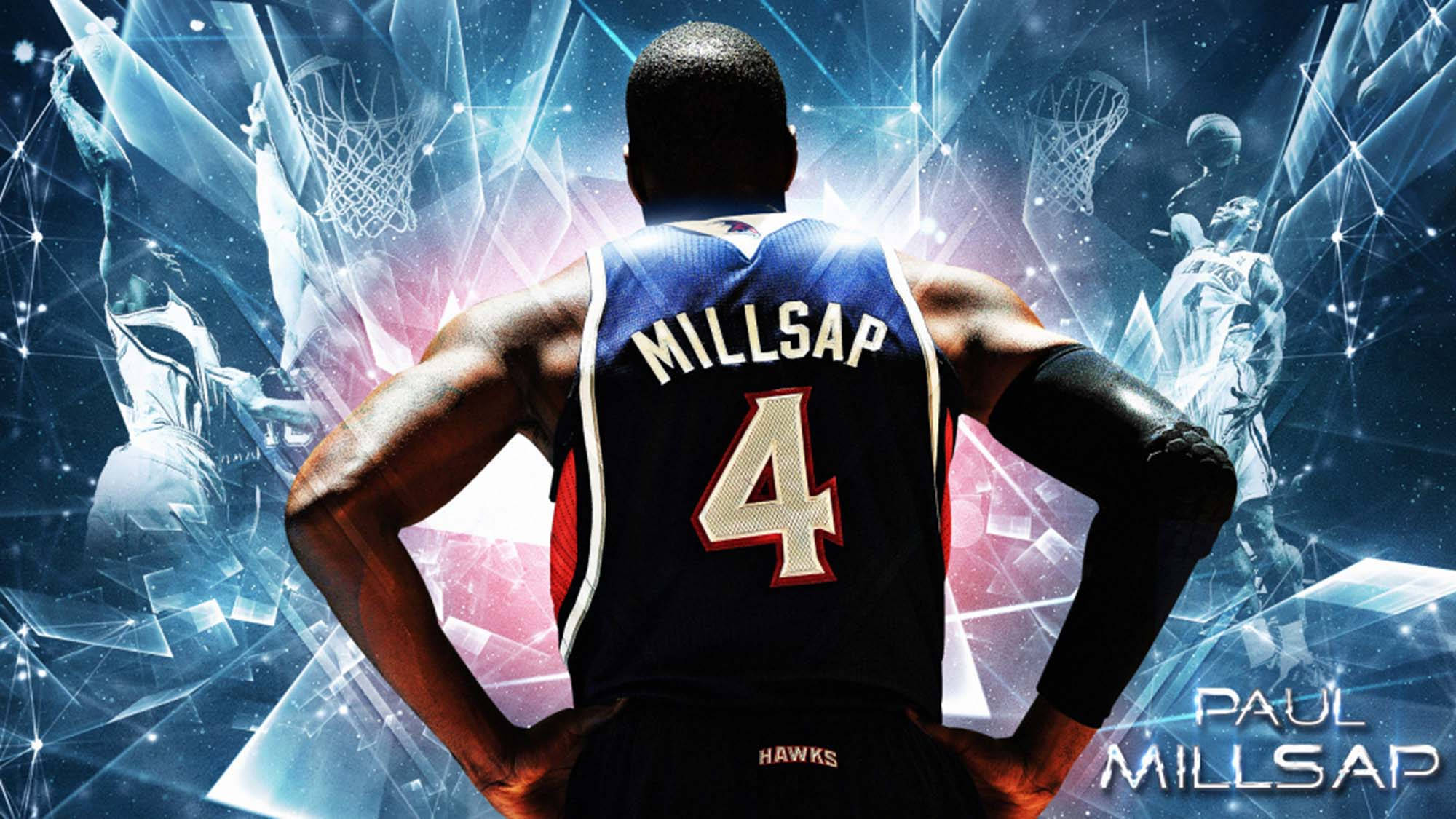 Paul Millsap, blue jersey, number 4, Full HD Desktop Wallpaper
