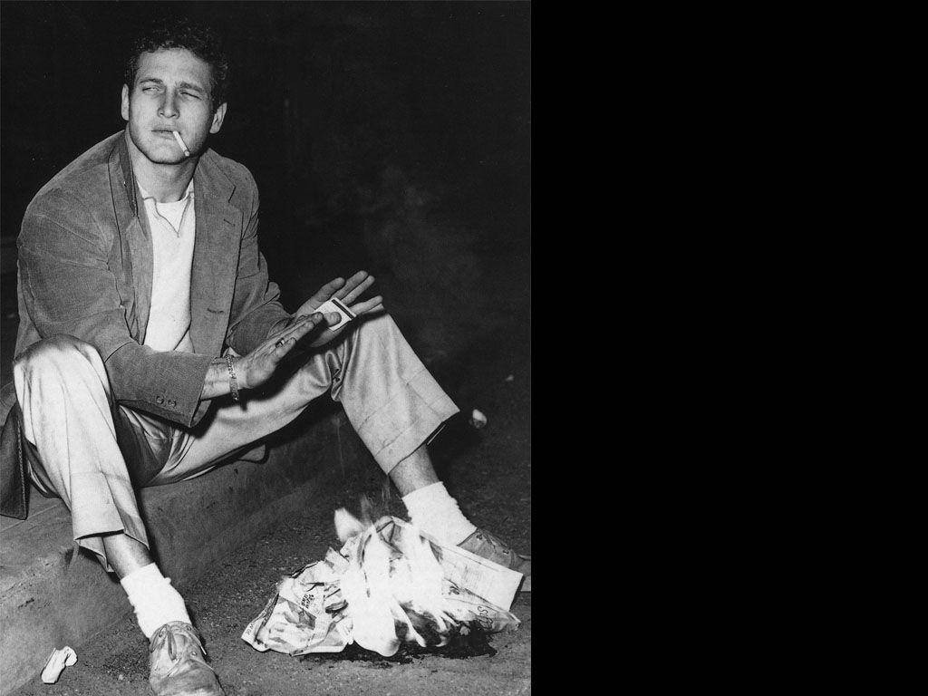 Paul Newman, suit, curb, SD Desktop Wallpaper