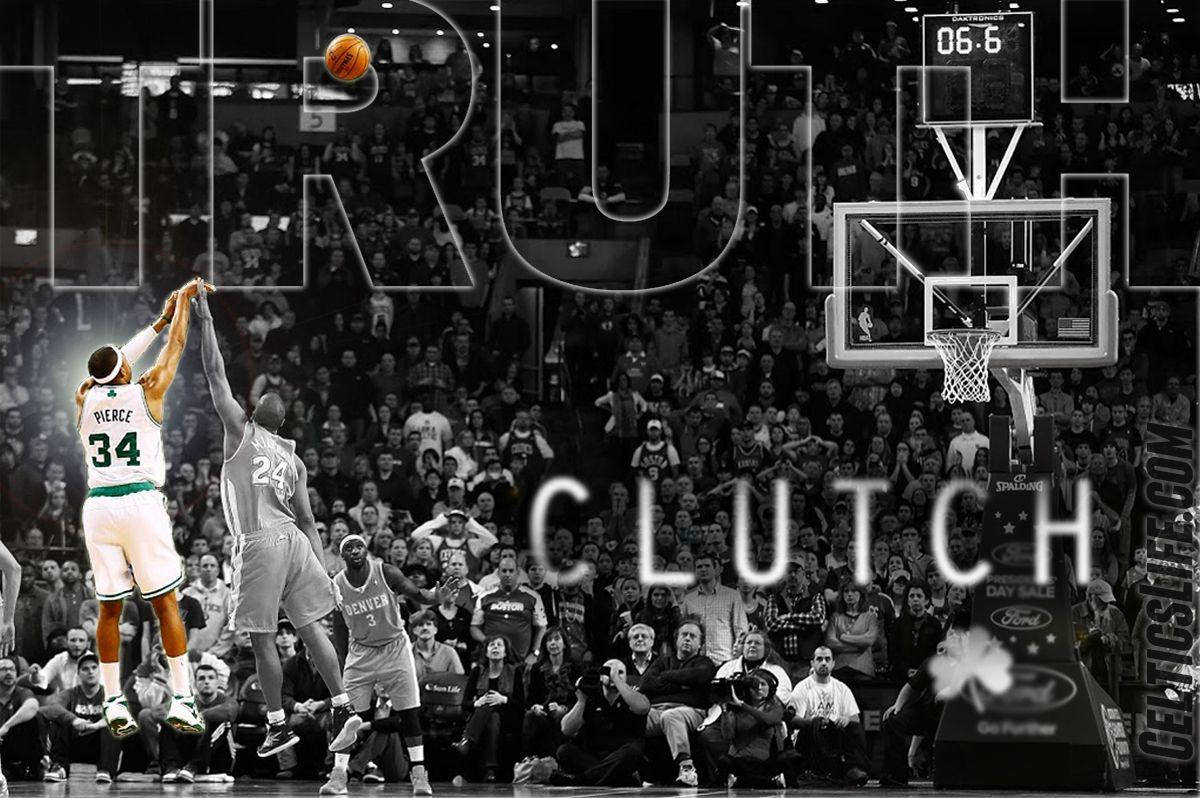 Paul Pierce, three point shot, white jersey, SD Desktop Wallpaper