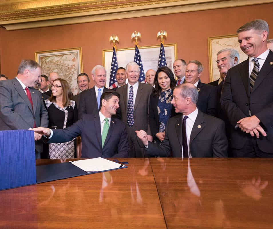 Paul Ryan, American flags, polished wooden table, SD Desktop Wallpaper