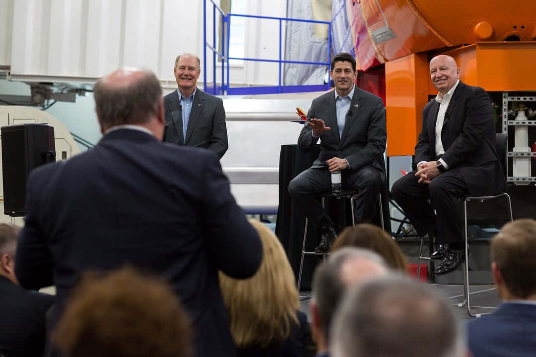 Paul Ryan, open forum, industrial hangar, SD Desktop Wallpaper