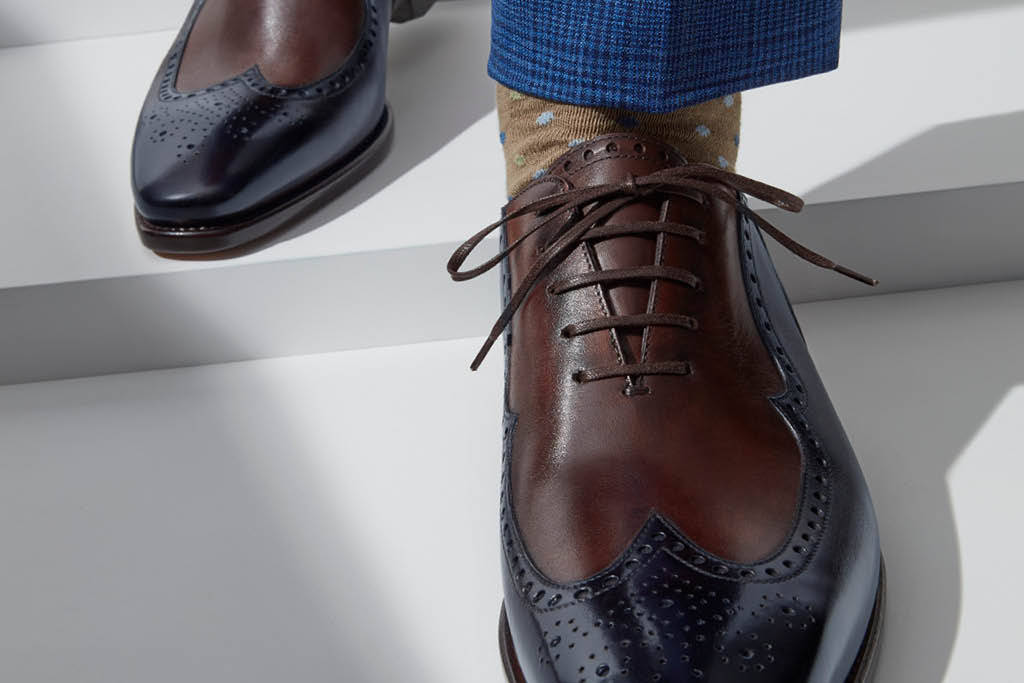 Paul Stuart, brogue shoes, polished brown and black, SD Desktop Wallpaper