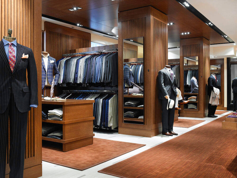 Paul Stuart, men's suit boutique, wooden fixtures, SD Desktop Wallpaper