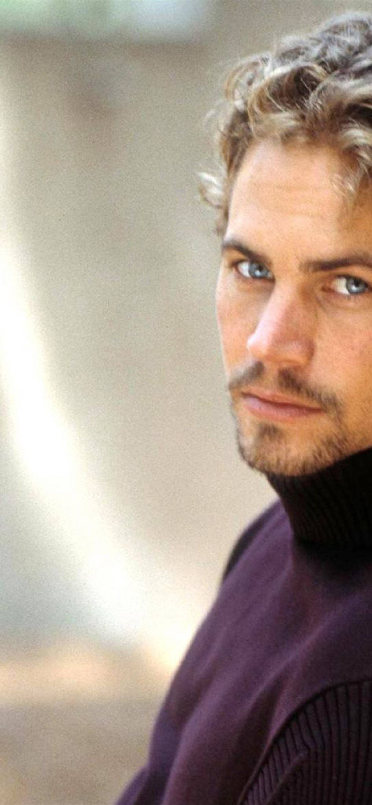 Paul Walker, curly hair, intense blue eyes, 2K Phone Wallpaper