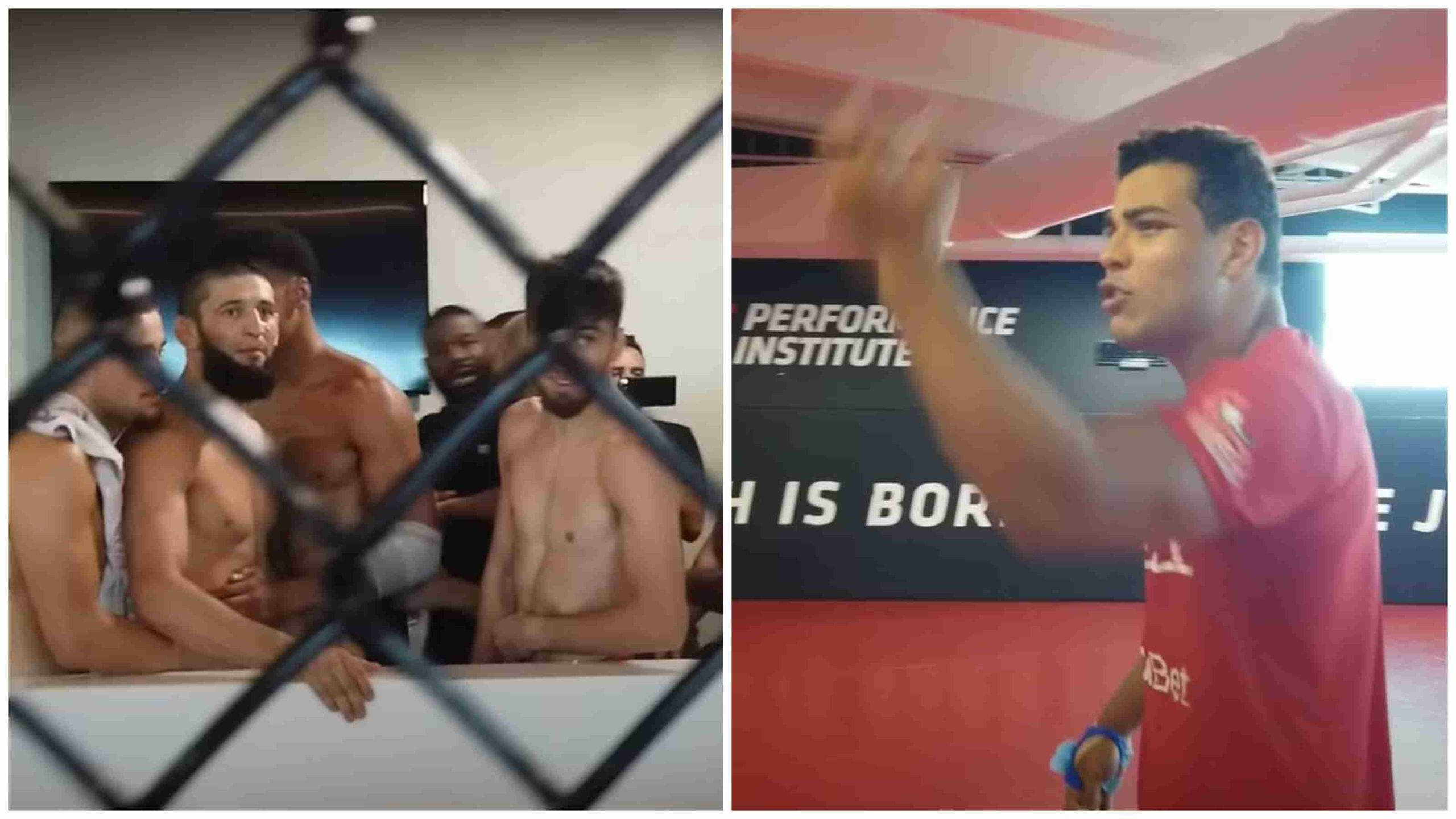 Paulo Costa, cage, red shirt, 2K Desktop Wallpaper