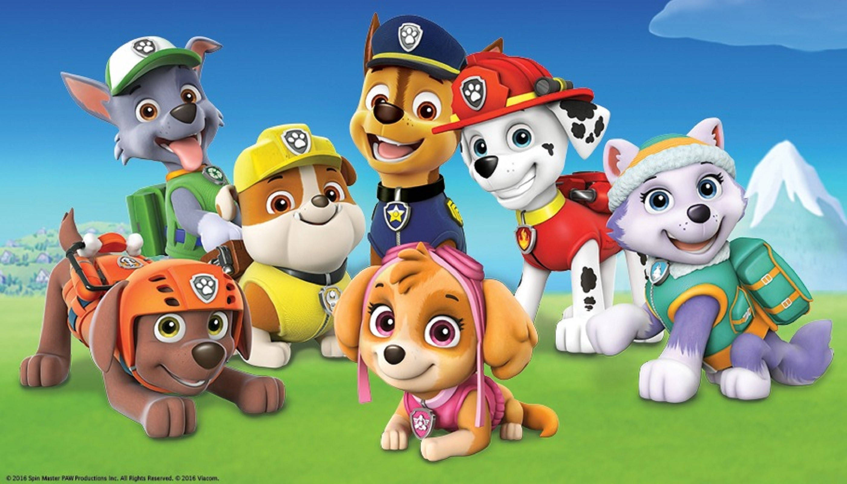 Paw Patrol, rescue dogs, animated rescue puppies, 2K Desktop Wallpaper