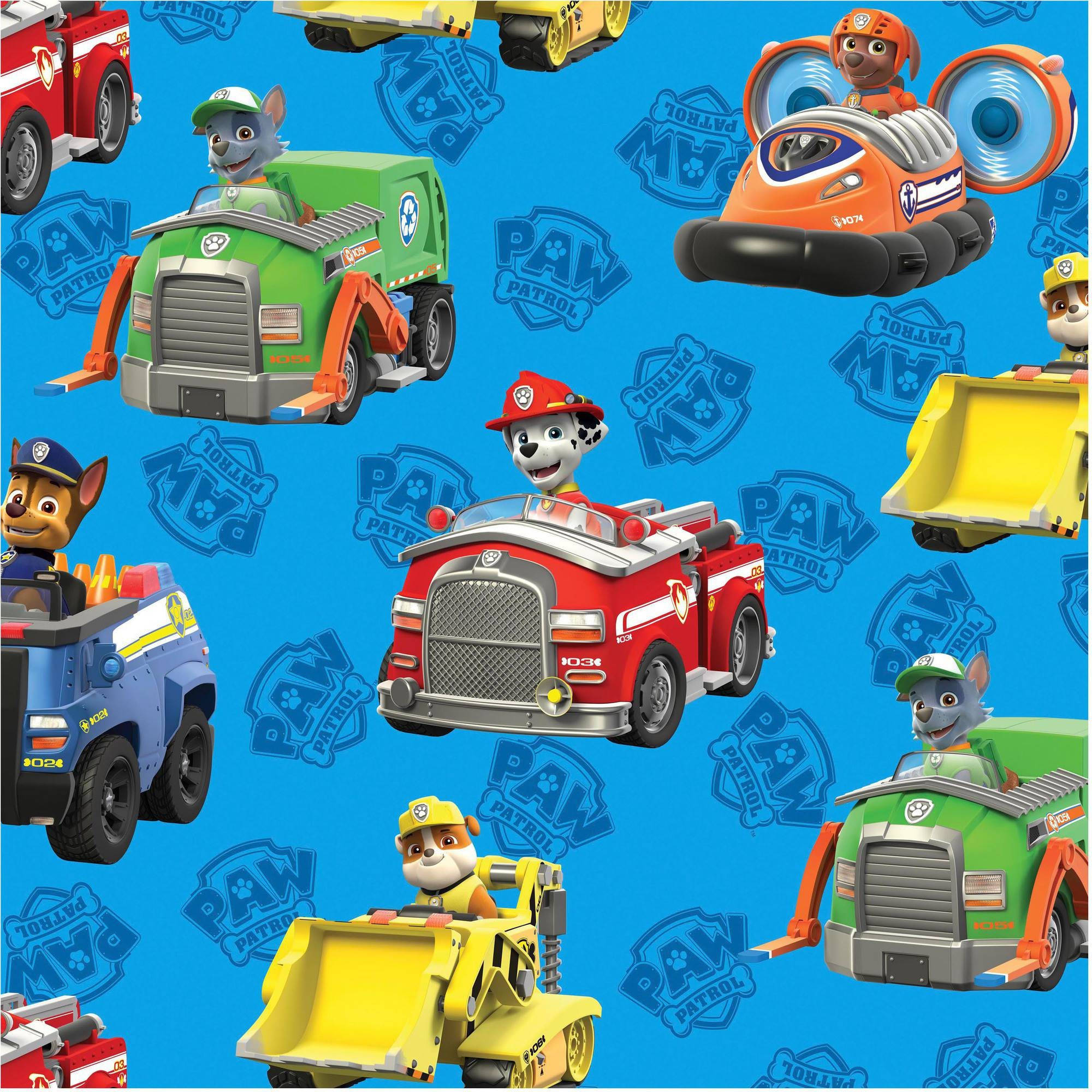 Paw Patrol, Paw Patrol characters, colorful rescue vehicles, Full HD Desktop Wallpaper