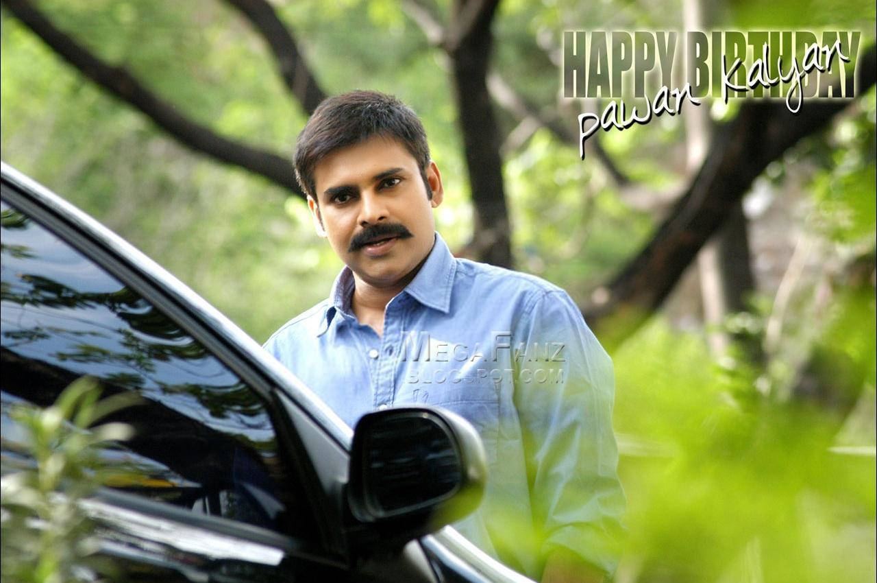 Pawan Kalyan, blue shirt, black car, HD Desktop Wallpaper