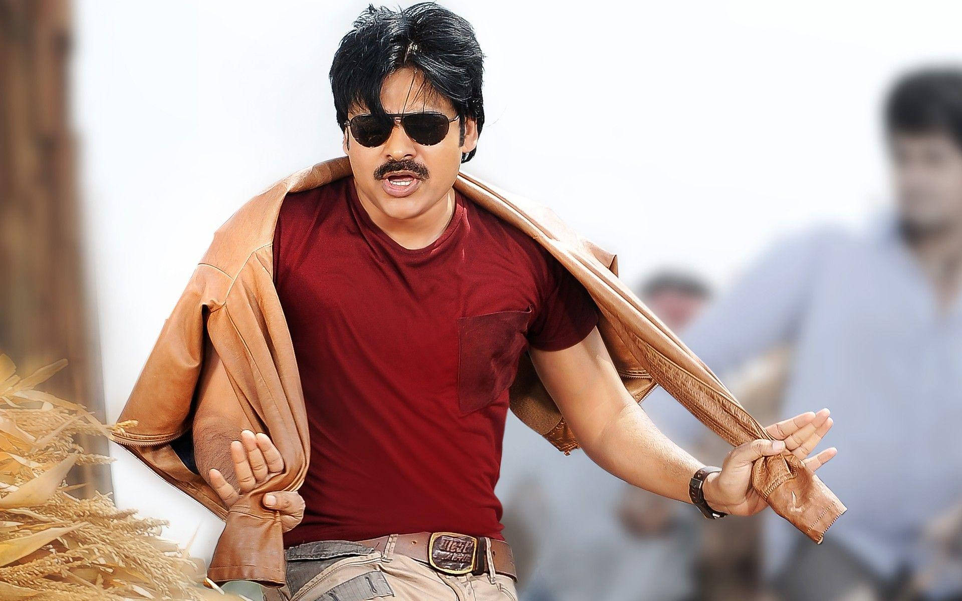Pawan Kalyan, tan jacket, golden wheat field, Full HD Desktop Wallpaper