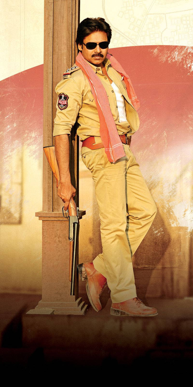 Pawan Kalyan, khaki uniform, rifle, HD Phone Wallpaper