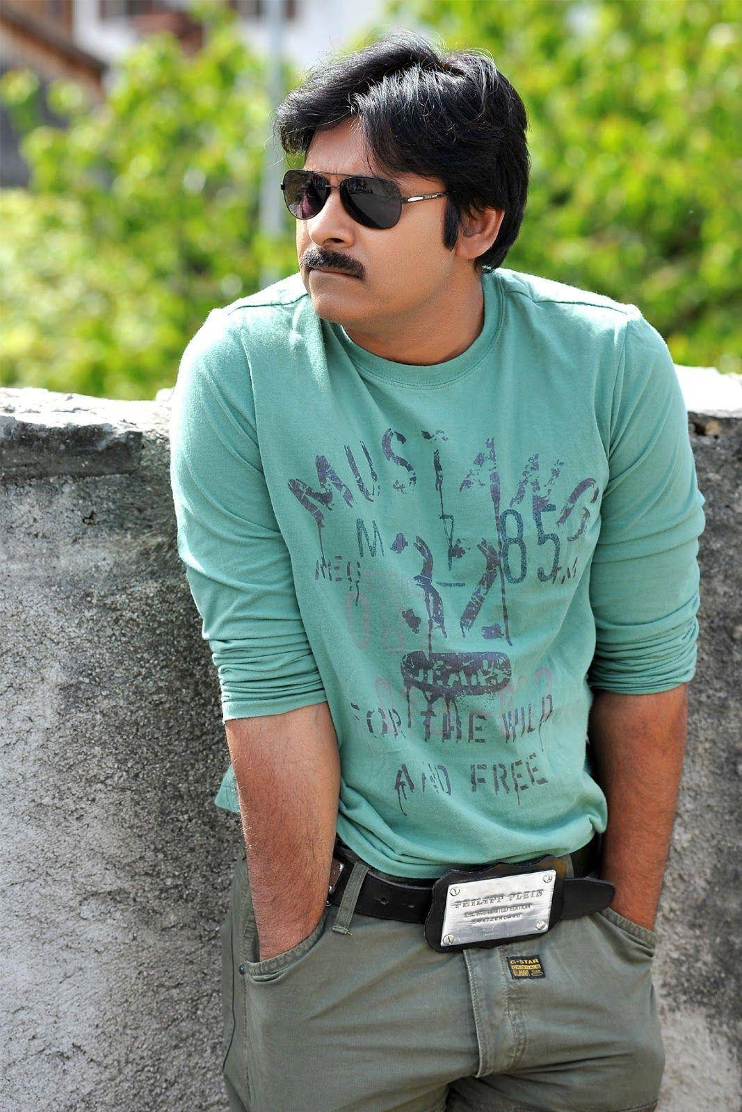 Pawan Kalyan, green t-shirt, stone wall, HD Phone Wallpaper